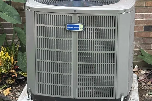 A newly installed residential condensing unit