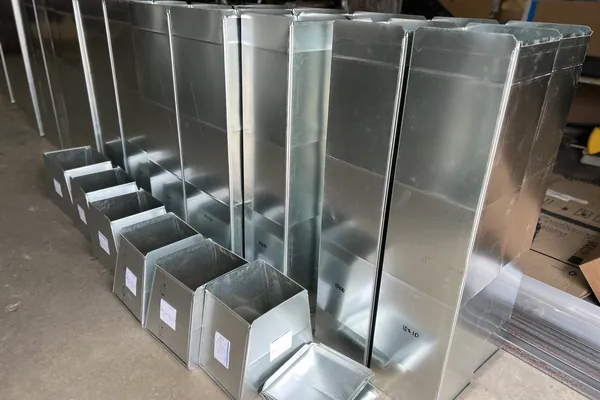 Custom sheet metal ductwork in the Climatech fabrication shop